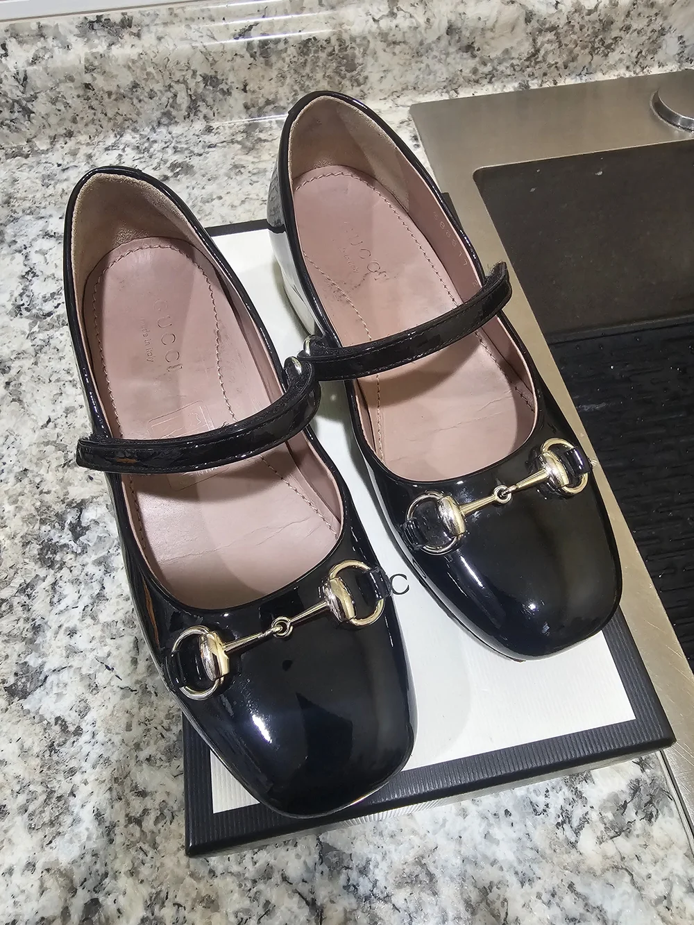 Gucci Black Patent Mary Jane Heel with Horsebit Detail US12 EU29